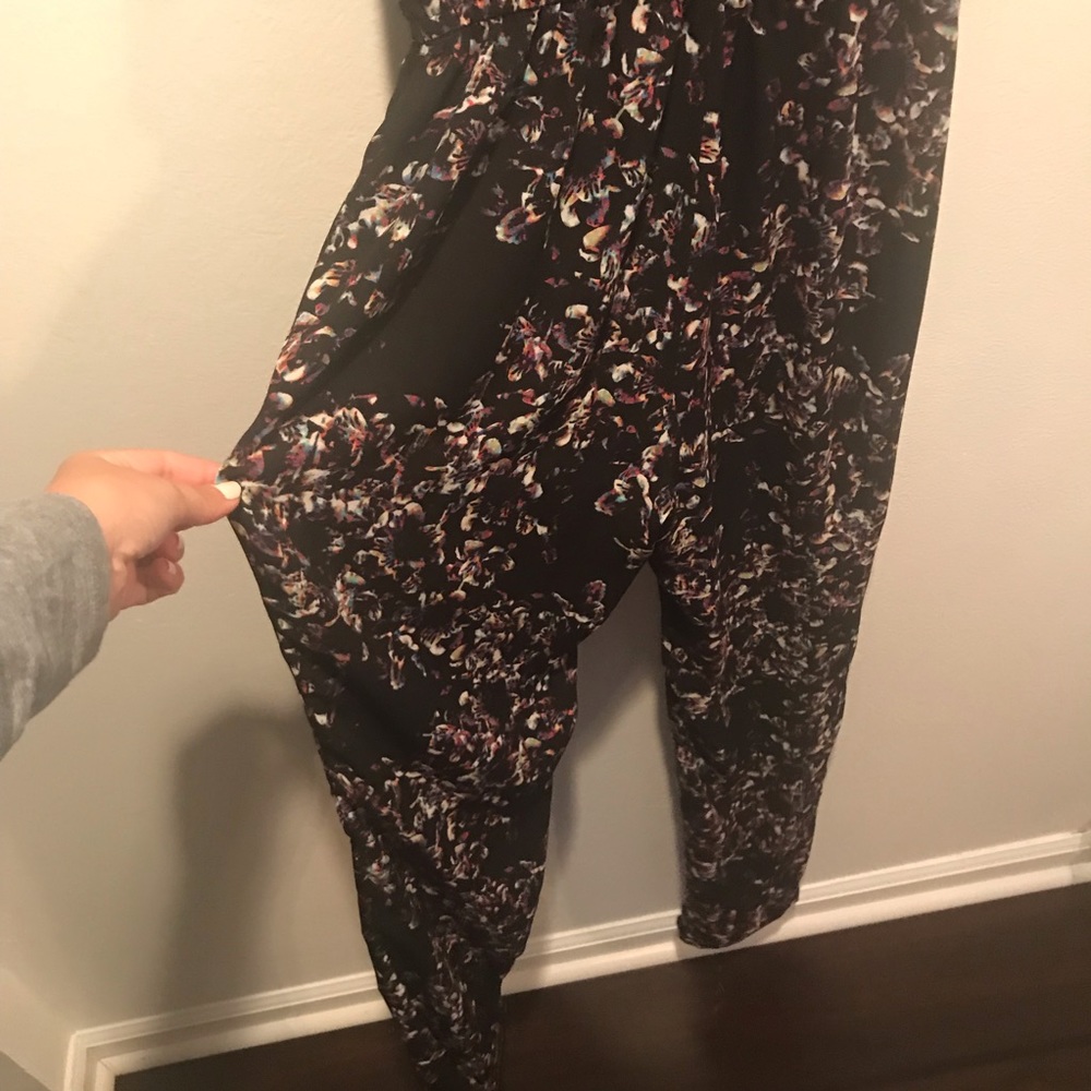 ANTHROPOLOGIE Black Floral Jumpsuit